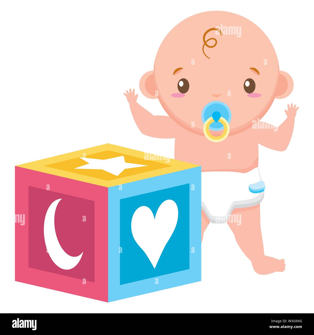 cute little baby boy with cube toy Stock Vector Image & Art - Alamy