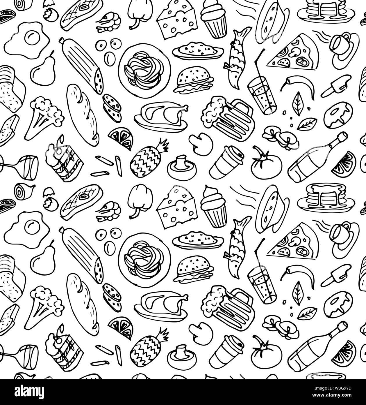 CHEF Doodle Vector Restaurant Menu Food Doodle Icons | lupon.gov.ph