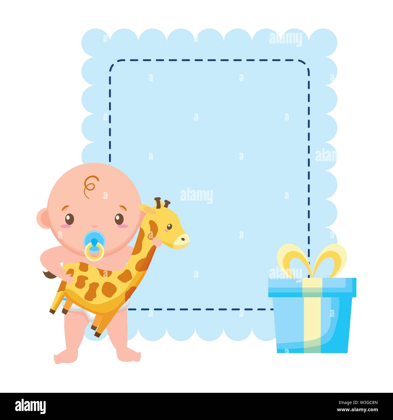 boy with giraffe gift baby shower Stock Vector Image & Art - Alamy
