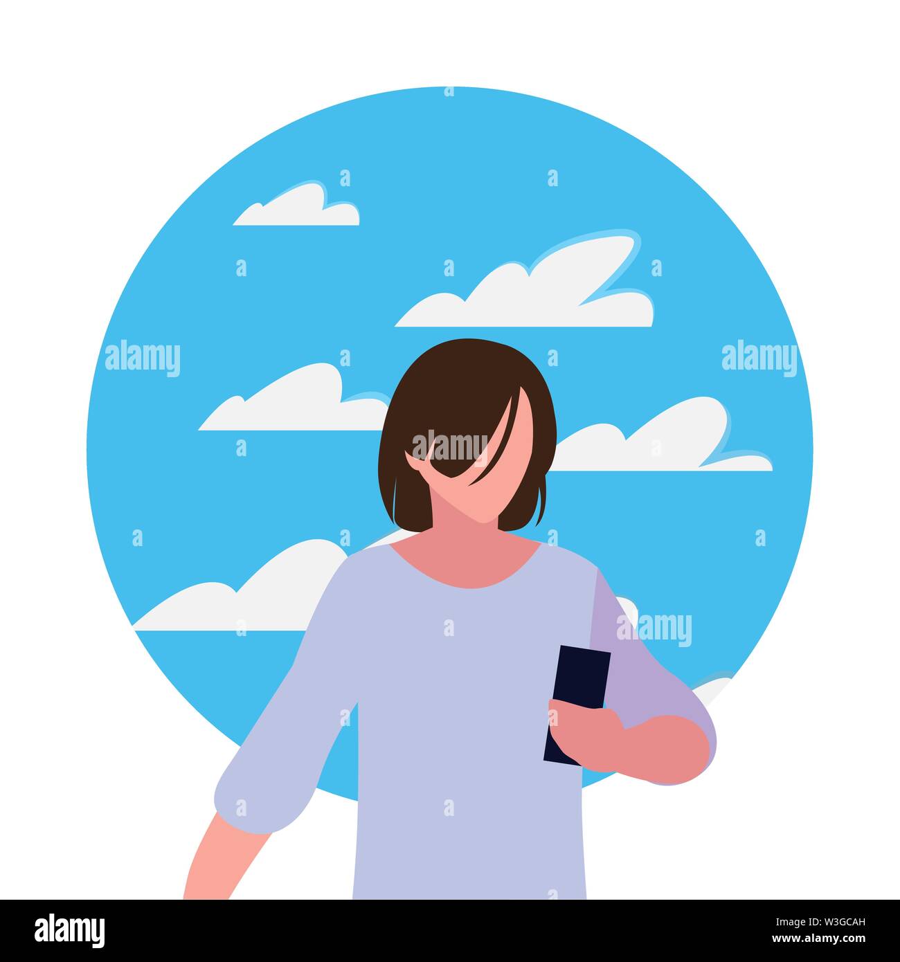 young man using smartphone social media vector illustration Stock ...
