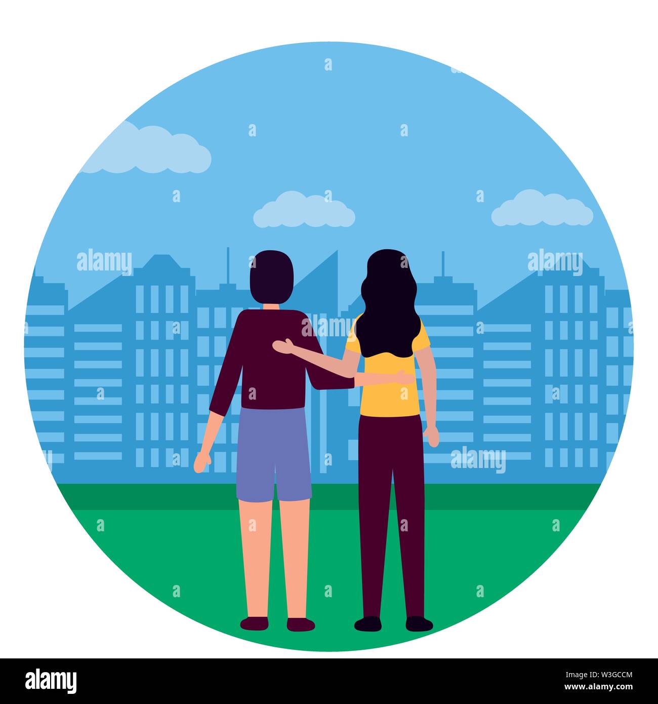 romantic couple in the city park Stock Vector Image & Art - Alamy
