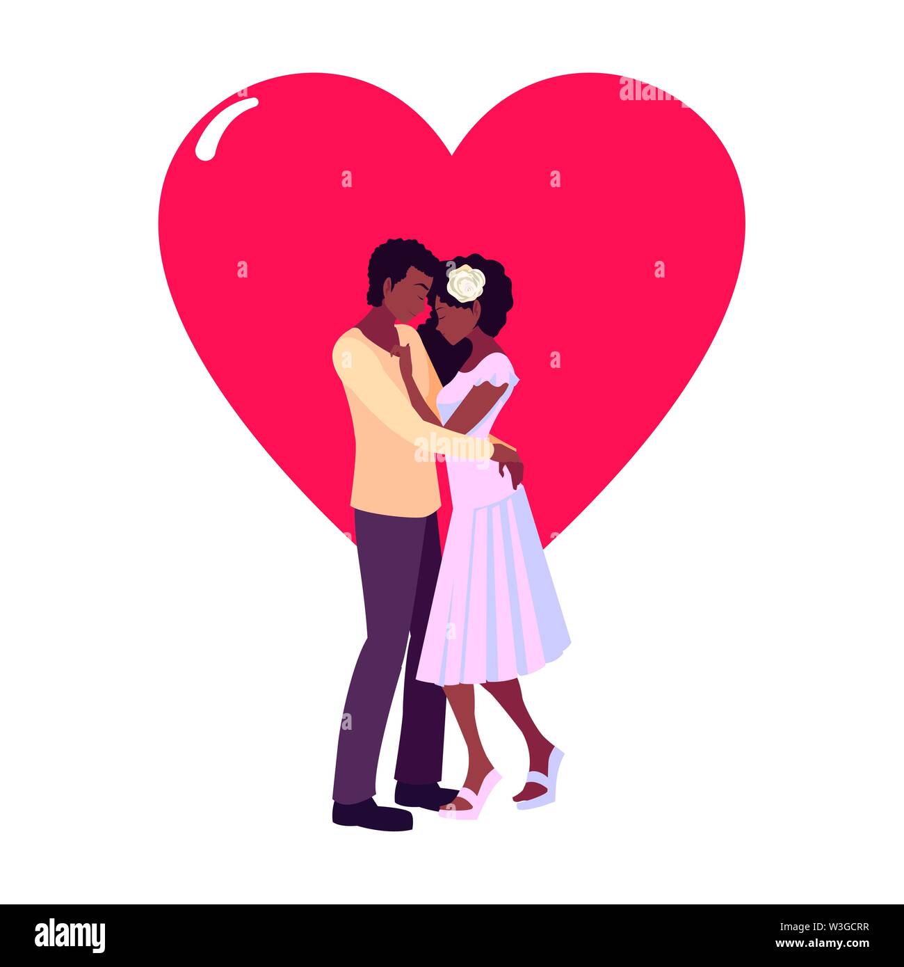 romantic couple hugging love heart vector illustration Stock ...