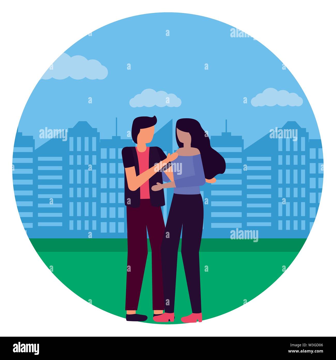 romantic couple in the city park Stock Vector Image & Art - Alamy