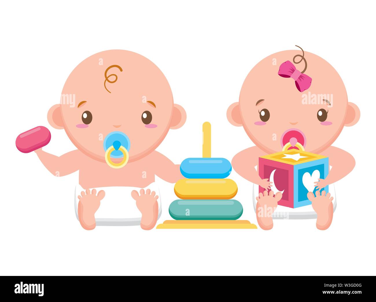 babies boy and girl baby shower Stock Vector Image & Art - Alamy