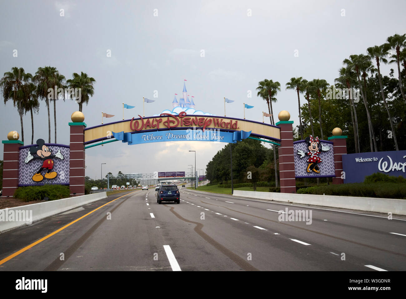 Driving into walt disney world orlando Florida USA Stock Photo