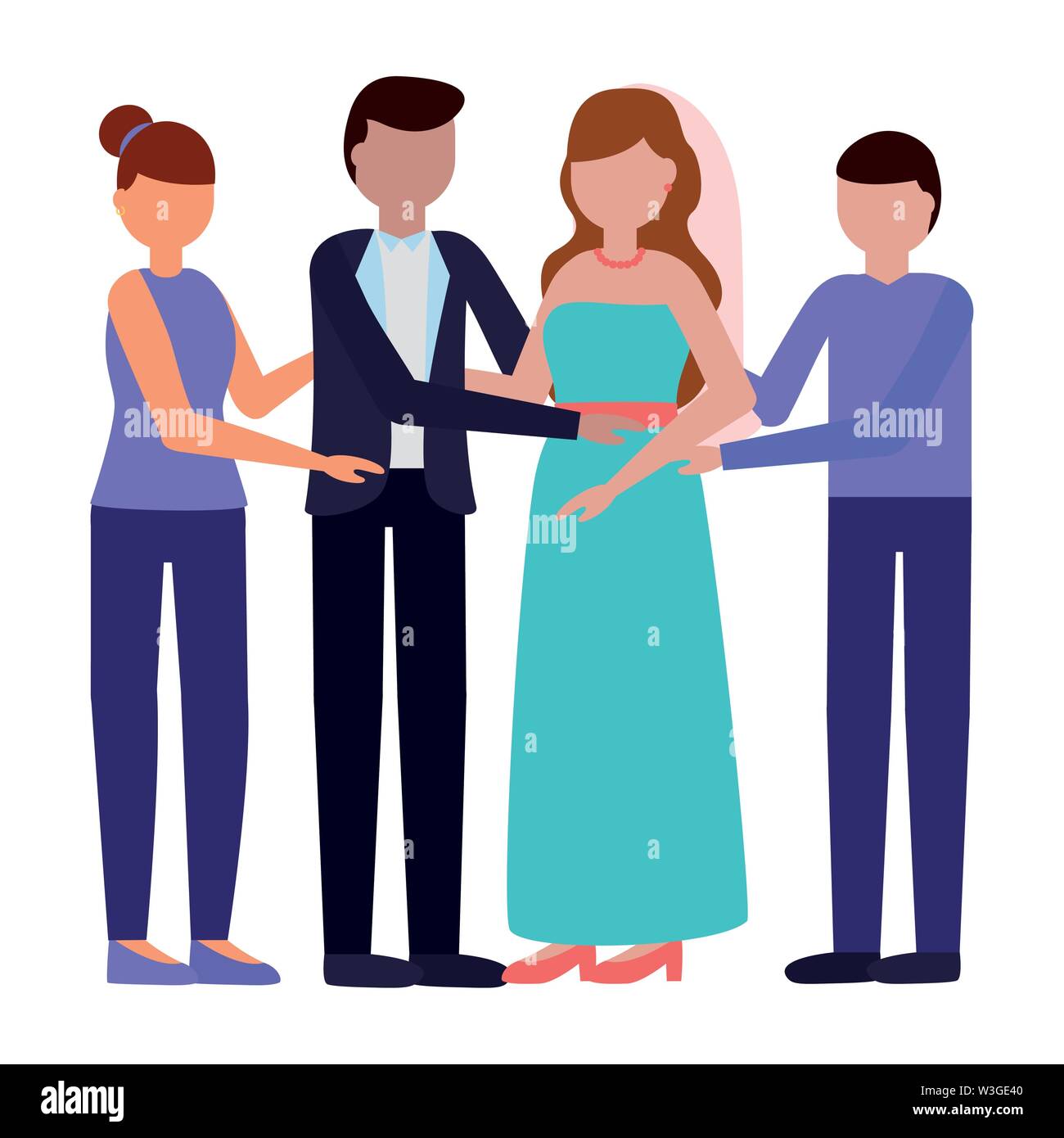 couple wedding day with her parents Stock Vector Image & Art - Alamy