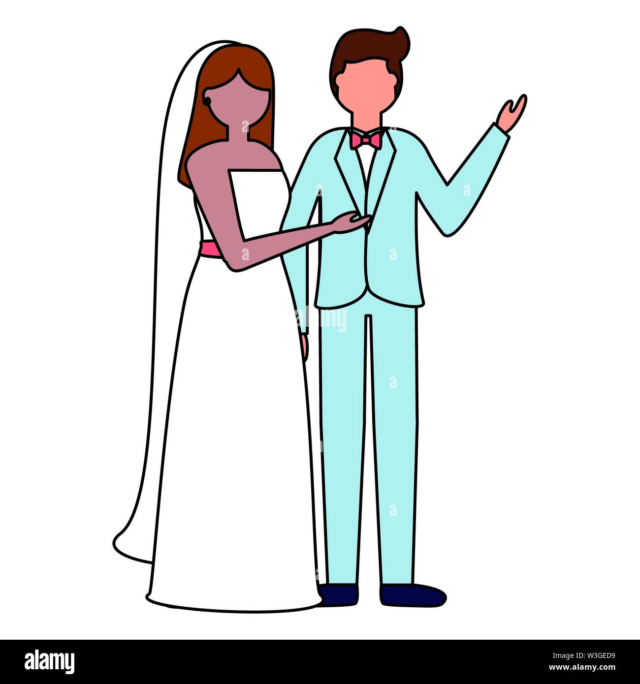 flat design wedding people groom and bride Stock Vector Image & Art - Alamy