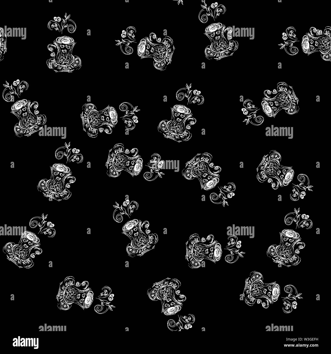 Seamless pattern of teacup hand drawn, great design for any purposes