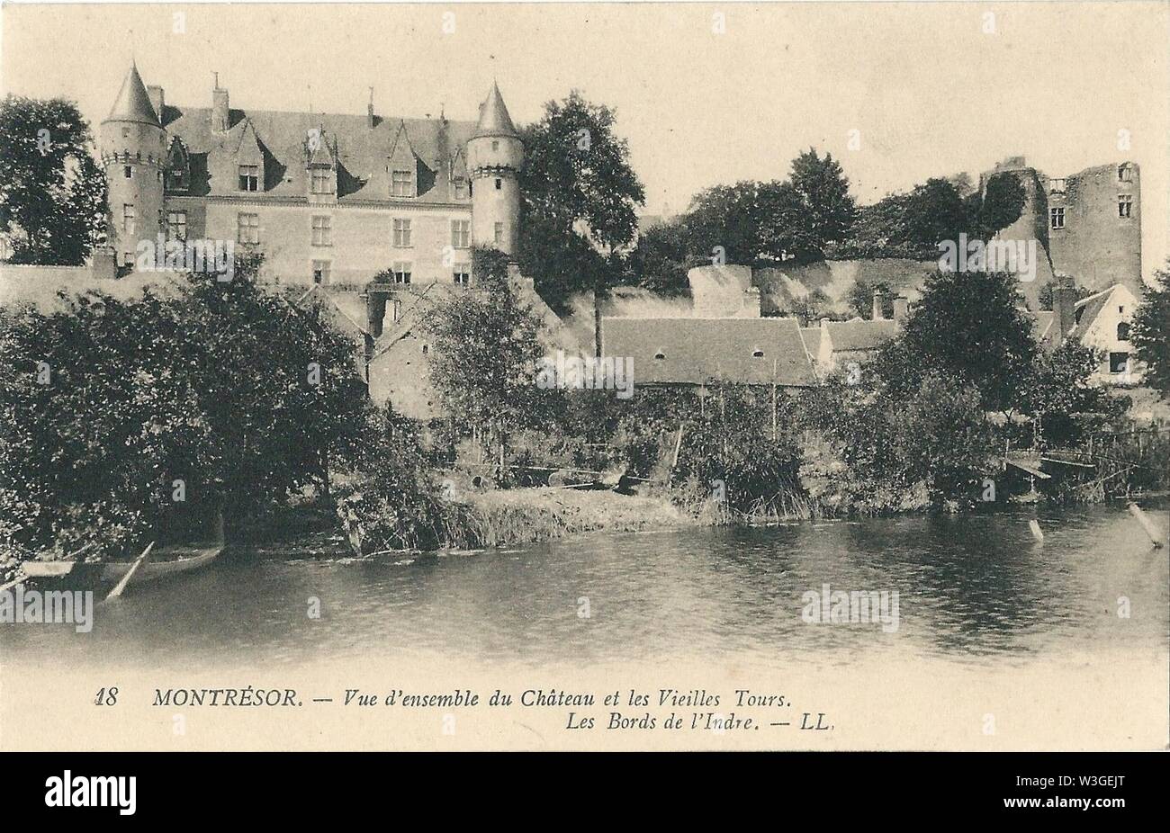 Château de Montrésor-carte postale-a1. Stock Photo