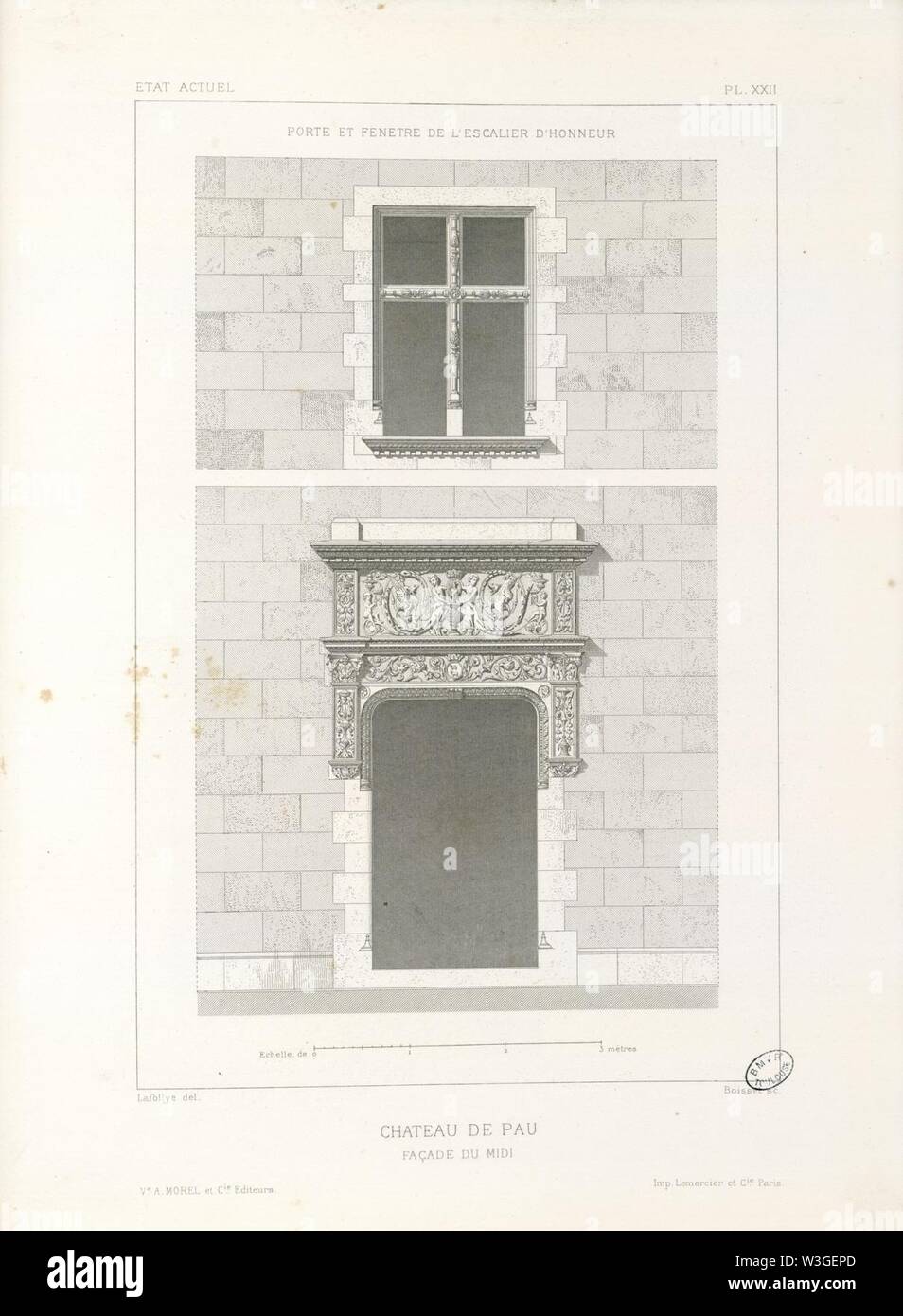 Chateau De Pau Etat Actuel Porte Et Fenetre De L Escalier D Honneur Facade Du Midi Fonds Ancely A Lafollye 090 Stock Photo Alamy