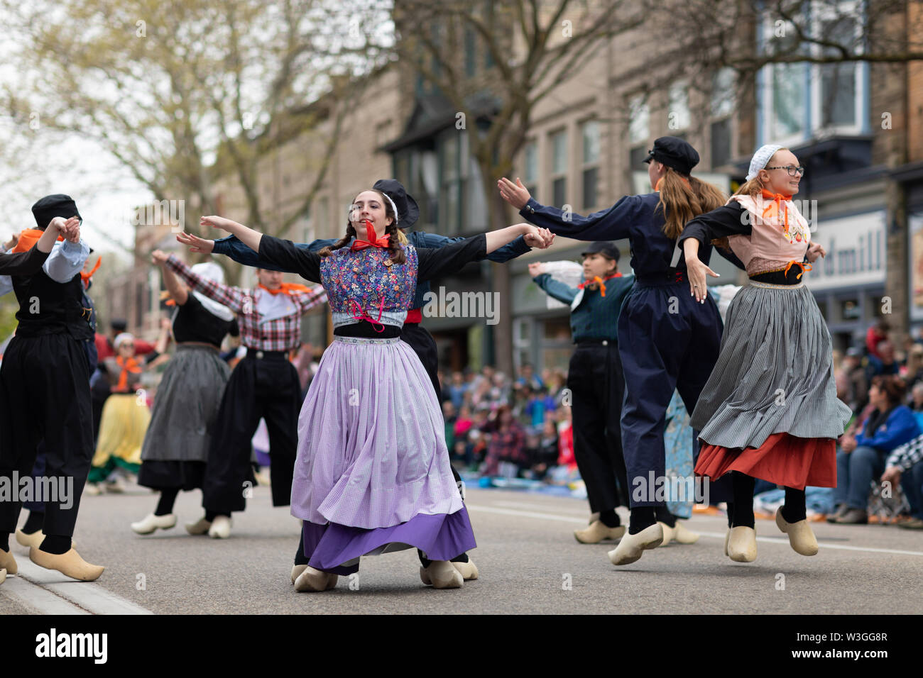 Holland, Michigan, USA - May 11, 2019: Tulip Time Festival, Young women ...