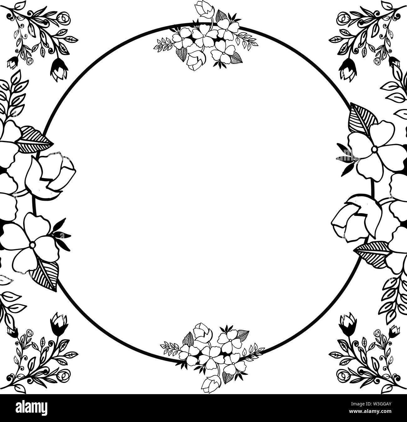 Vector illustration ornament of wreath frame with design of card hand ...