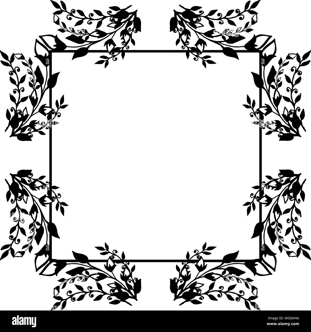 Decoration flower frame, isolated on white background. Vector ...