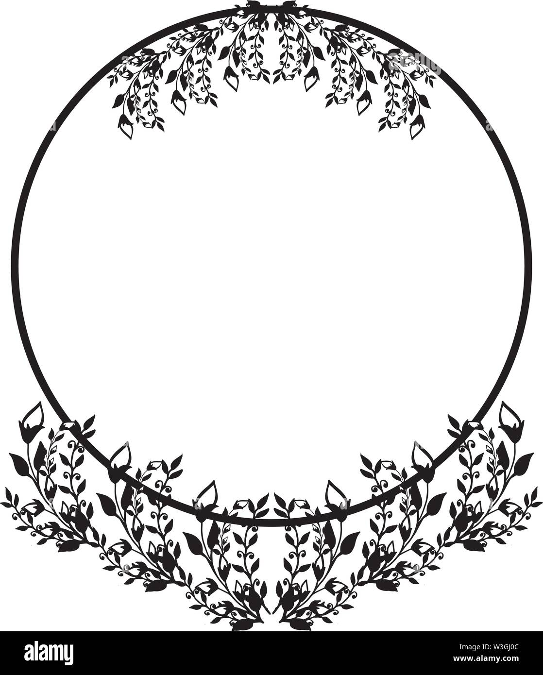 Card for floral frame black and white. Vector illustration Stock Vector ...
