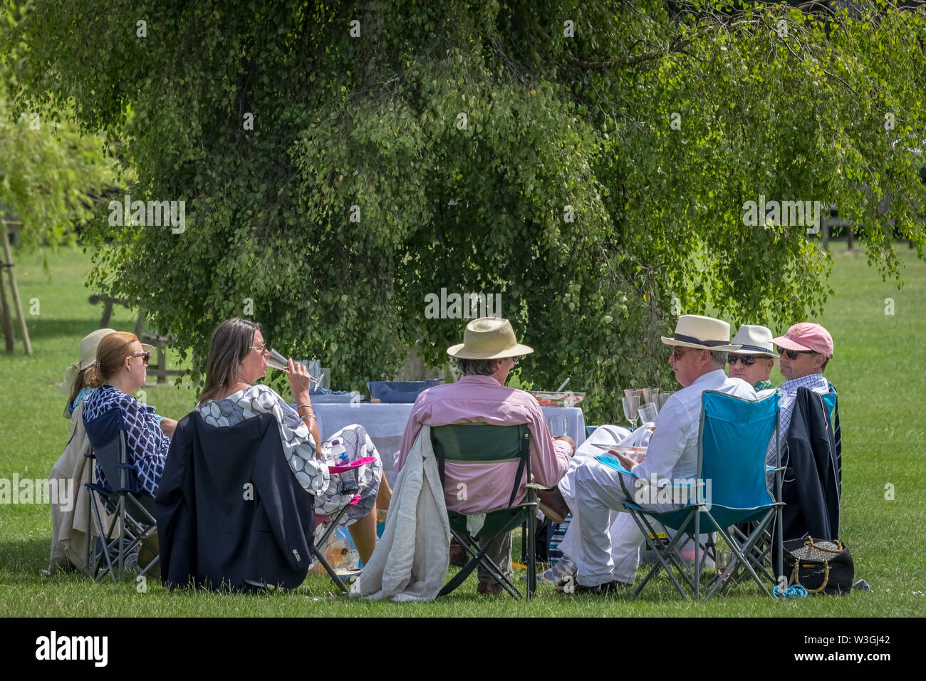 Henley Royal Regatta 2019 in Oxfordshire. The five day Henley Royal Regatta is now in its 180th year. The event is one of the highlights of the English social season. UK. Stock Photo