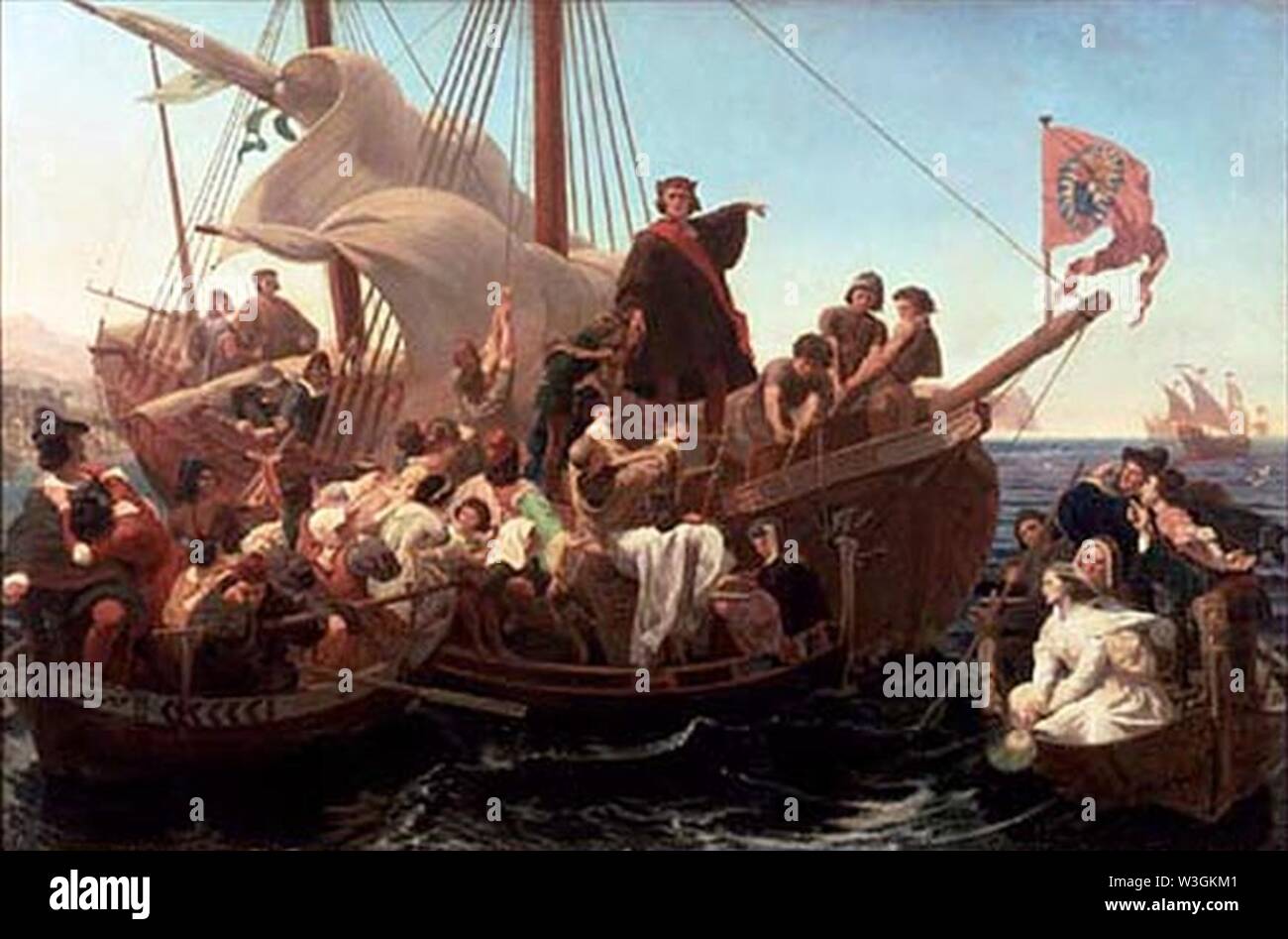 Christopher Columbus On Santa Maria In 1492 Stock Photo Alamy