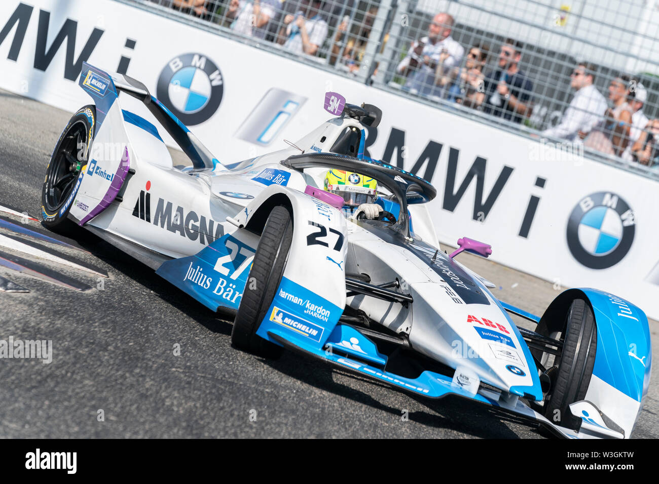 Virgin Racing Sam Bird New York, NY - July 14, 2019: Sam Bird of Virgin Envision team drives ...