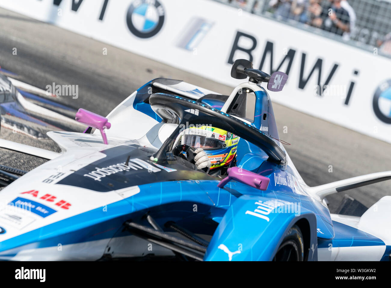 Virgin Racing Sam Bird New York, NY - July 14, 2019: Sam Bird of Virgin Envision team drives ...