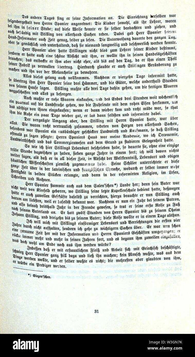 CHRONIK DER FAMILIE FLENDER, Ludwig Voss (Verlag), Düsseldorf 1900, S. 31 (Johann Heinrich Jung, gen. Jung-Stilling, geb. 1740 in Grund im Siegerland, gest. 1817 in Karlsruhe beschreibt Peter Johannes Flender). Stock Photo