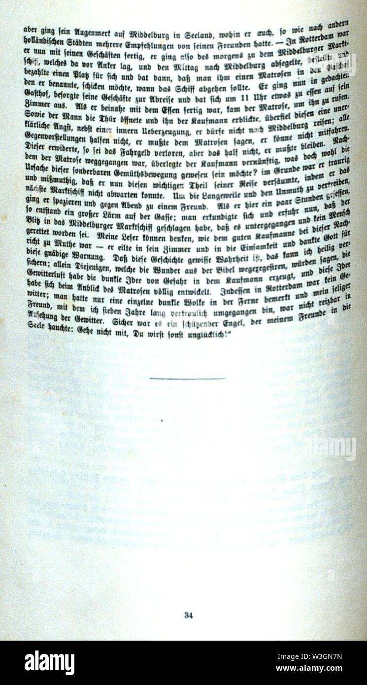 CHRONIK DER FAMILIE FLENDER, Ludwig Voss (Verlag), Düsseldorf 1900, S. 34 (Johann Heinrich Jung, gen. Jung-Stilling, geb. 1740 in Grund im Siegerland, gest. 1817 in Karlsruhe beschreibt Peter Johannes Flender). Stock Photo