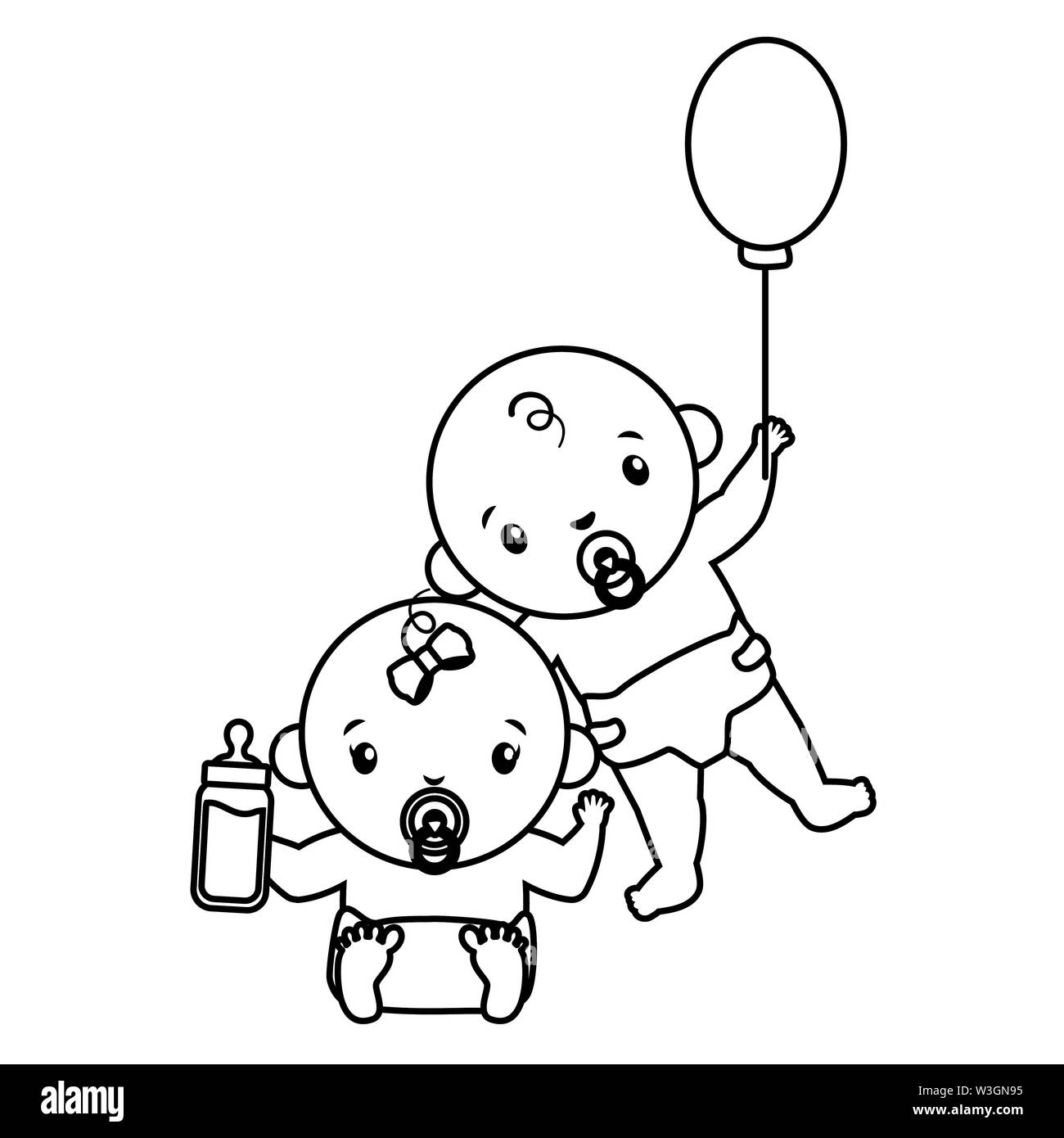 babies boy and girl baby shower Stock Vector Image & Art - Alamy