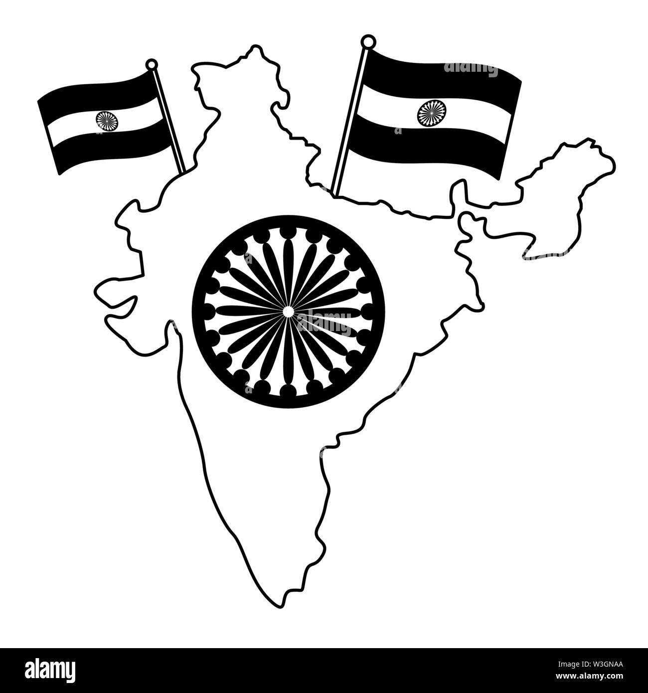indian flags with map and ashoka chakra Stock Vector Image & Art Alamy