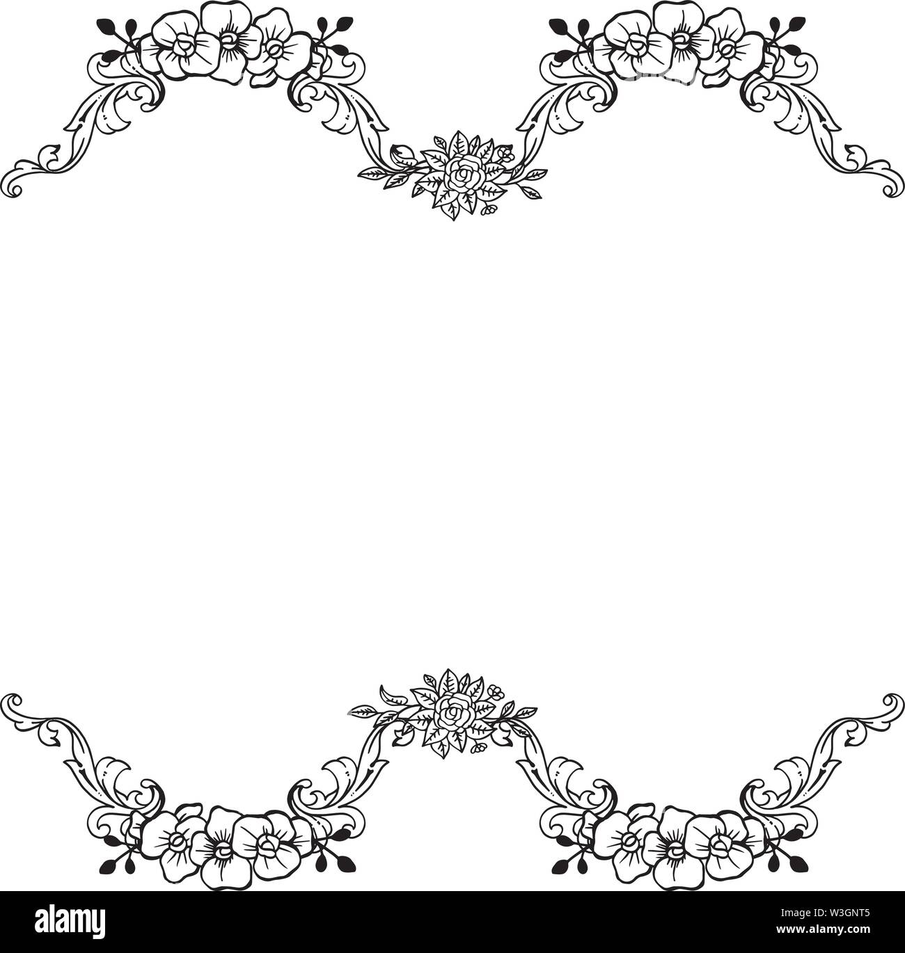 Design element for floral frame, white background. Vector illustration ...