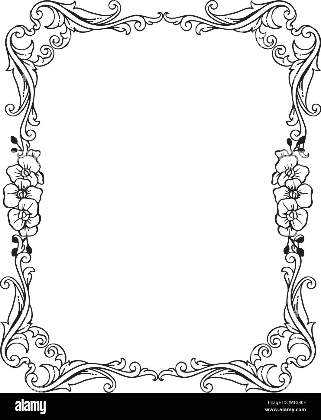 Decorative of line art frames, elegant floral frame. Vector ...