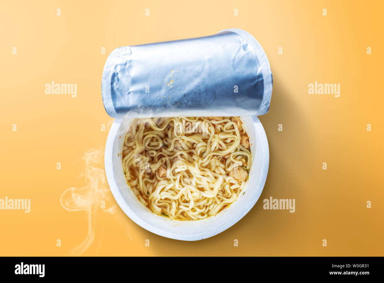 Download Instant Cup Noodle On Yellow Background Stock Photo Alamy PSD Mockup Templates