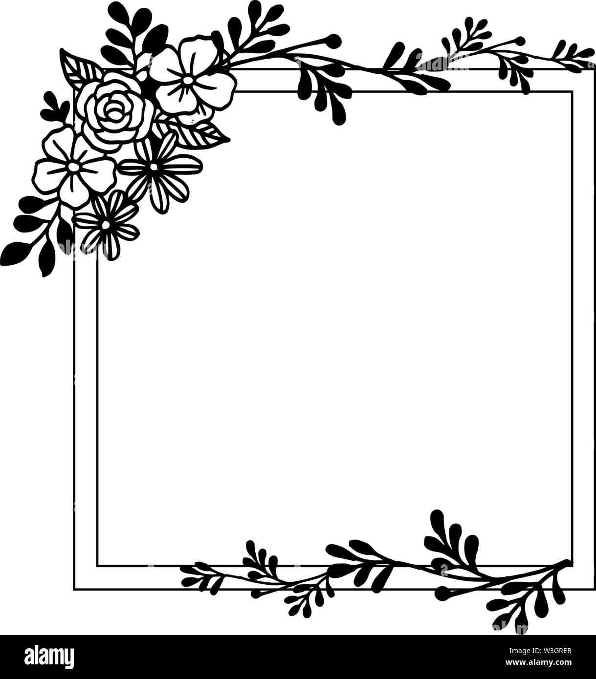 Flower Frame Decorative Border For Banner Vector Illustration Stock Vector Image Art Alamy
