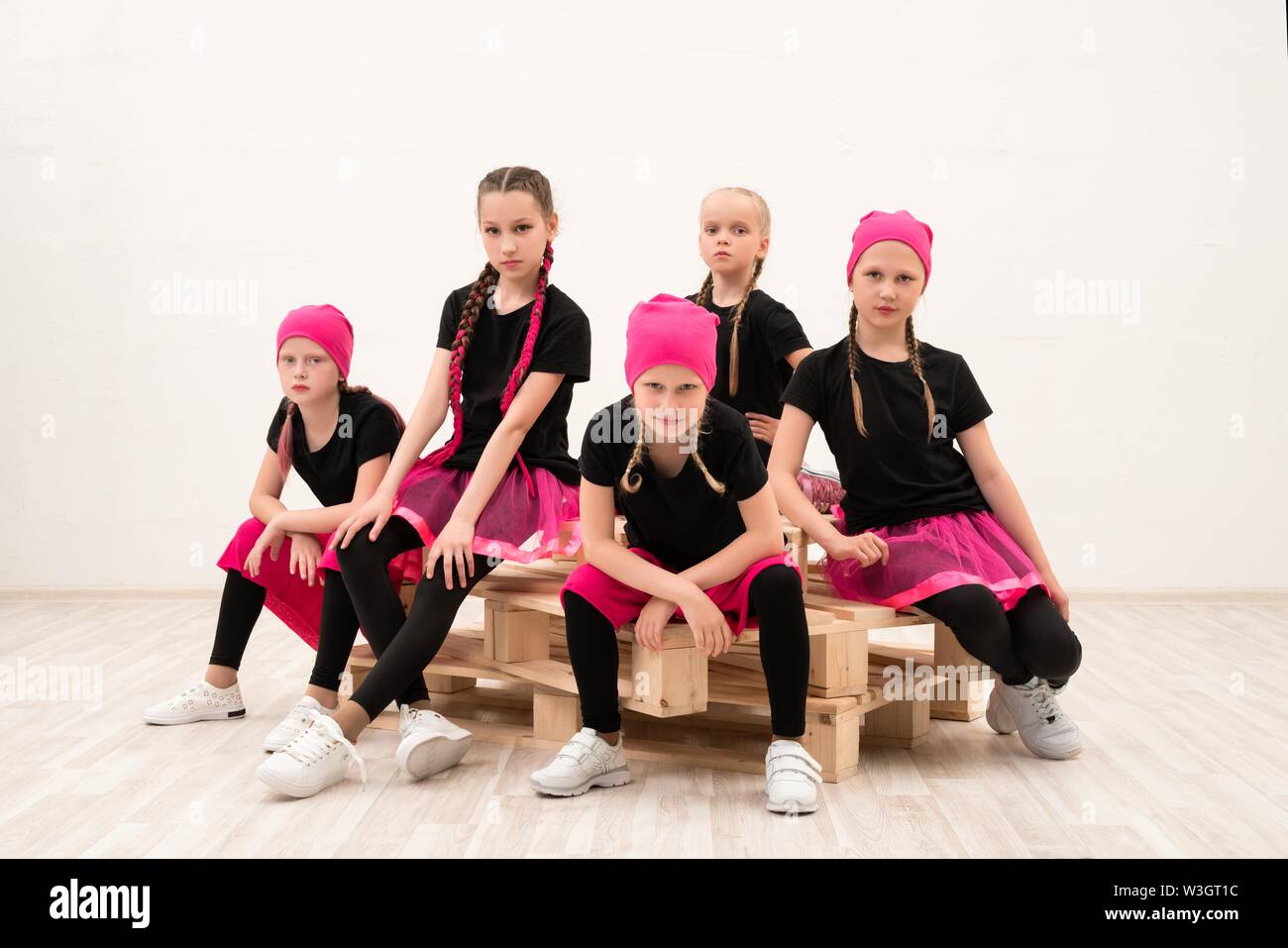 Young girls in bandanas group portrait Stock Photo Alamy