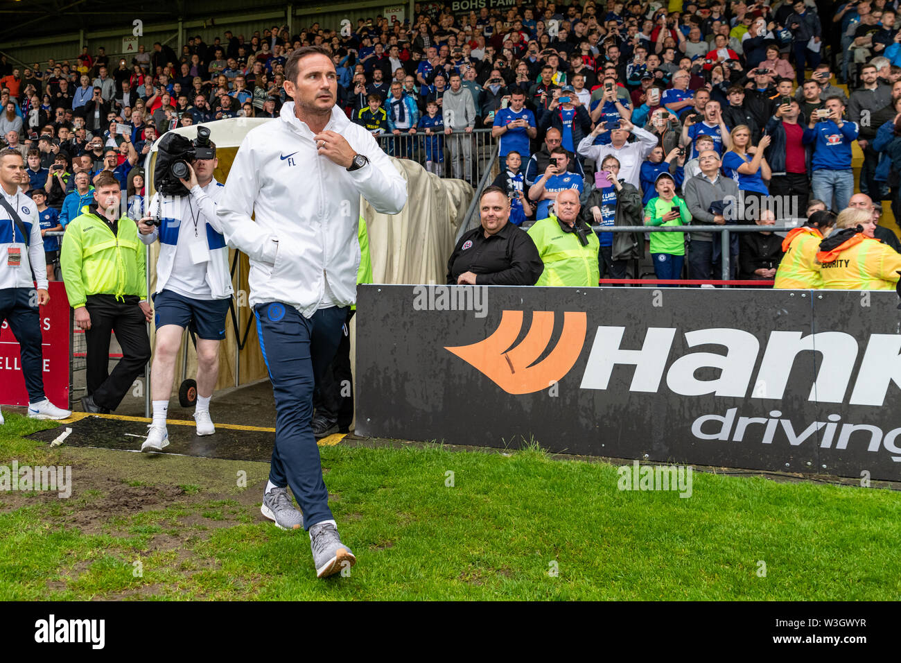 Newly appointed Chelsea Manager Frank Lampard is welcomed on to the pitch ahead of Chelsea's pre season friendly match against Bohemian FC in Dublin. Final Score 1-1. Stock Photo