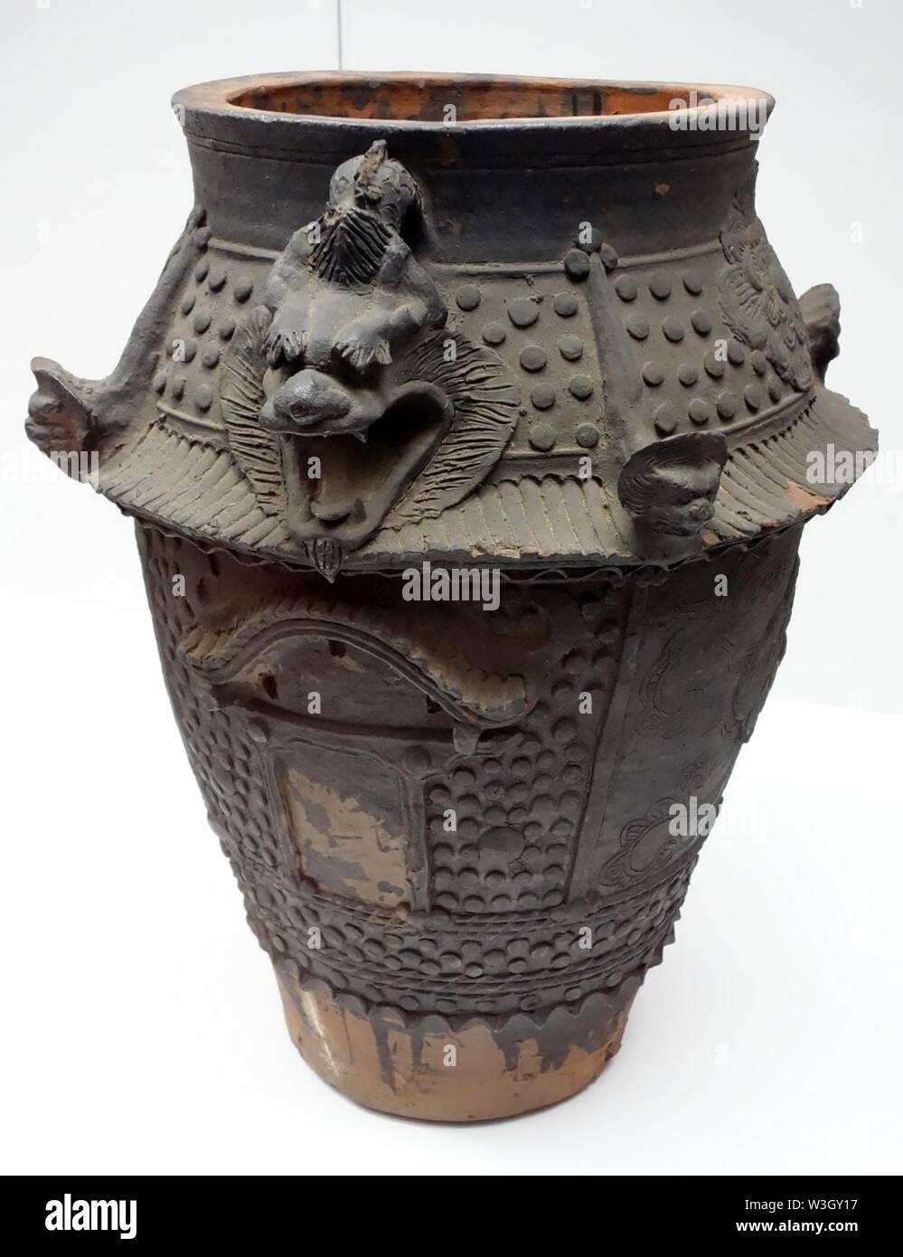 Cinerary Urn, Tsuboya ware, Okinawa Main Island, Second Sho Dynasty, Ryukyu Kingdom, 19th century, ceramics Stock Photo