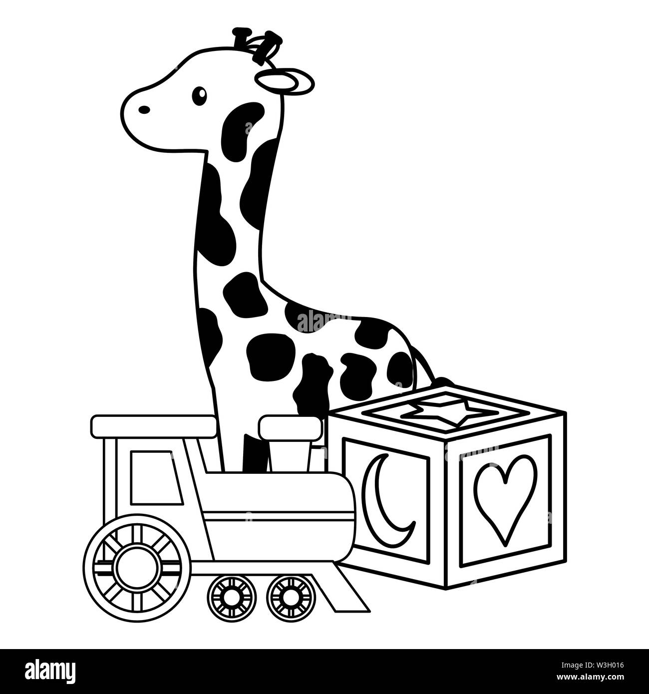 baby shower toys giraffe cube and train Stock Vector Image & Art Alamy
