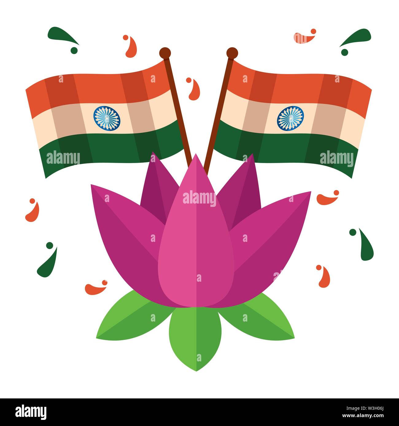 indian flags with lotus flower independence day Stock Vector Image