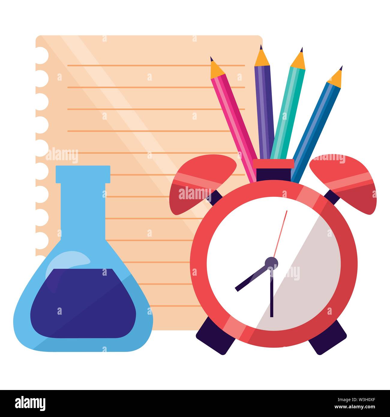 back to school alarm clock and set supplies Stock Vector Image & Art ...