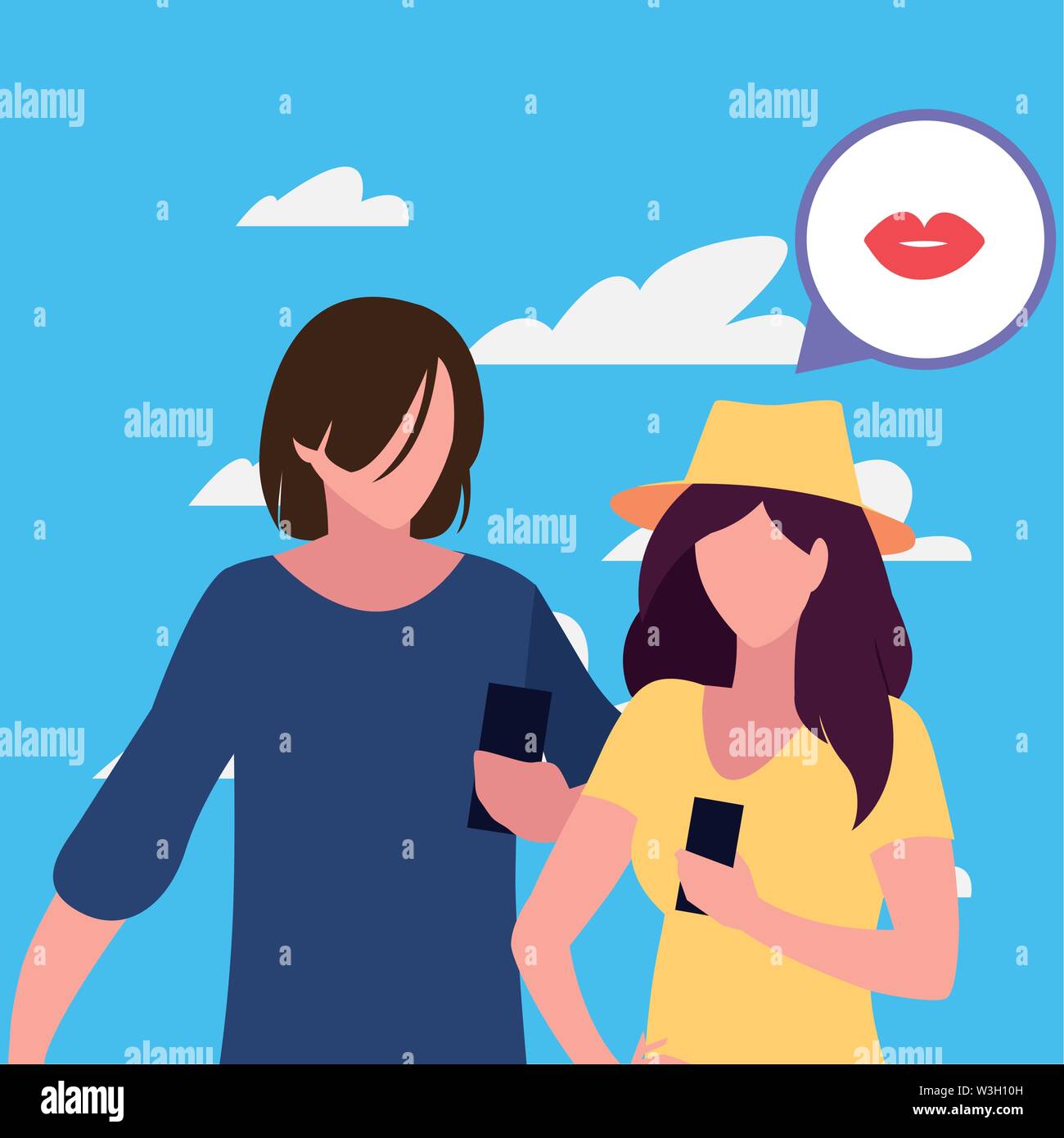 man and woman characters using smartphone vector illustration Stock ...