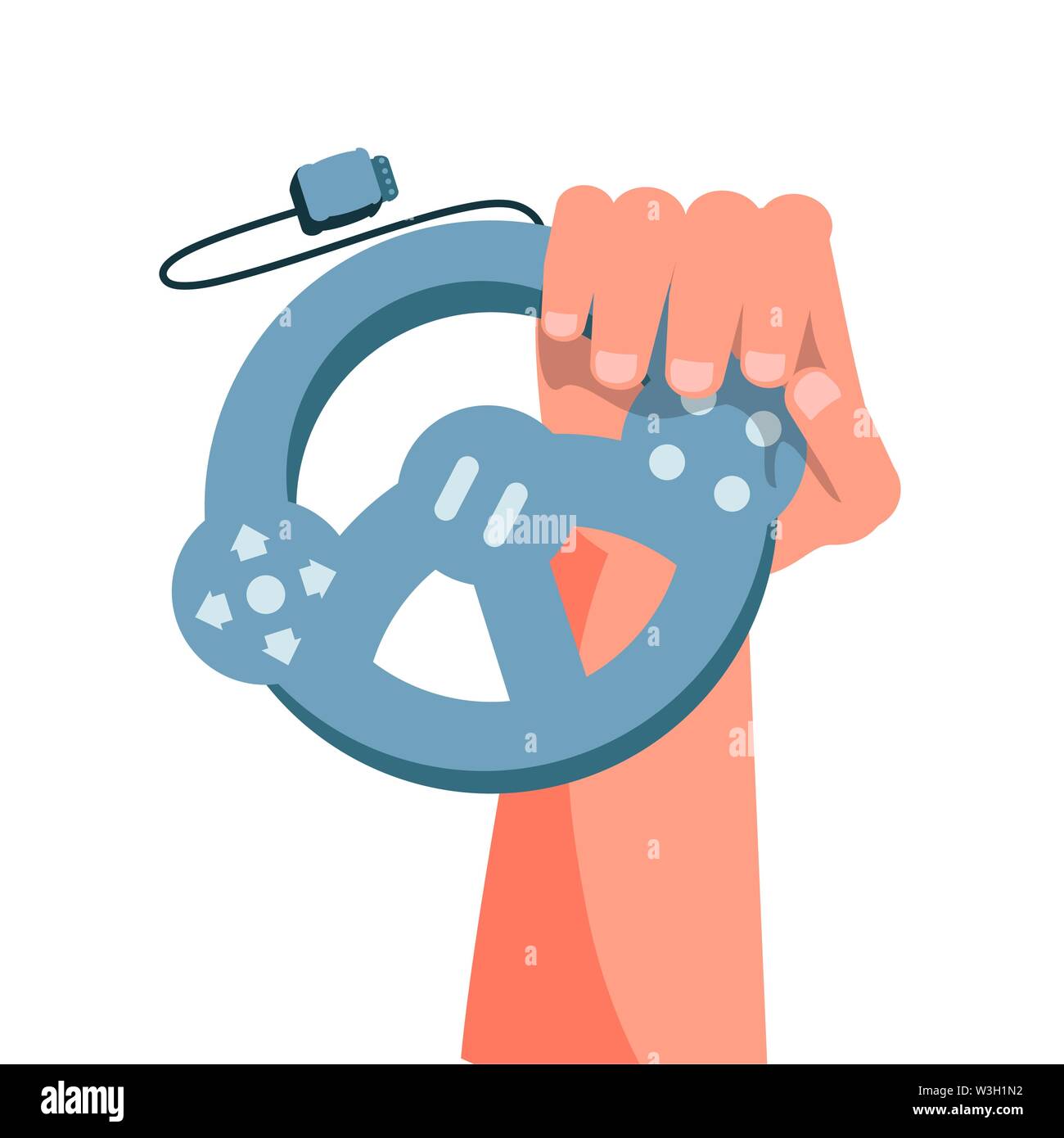 hands using video game car wheel control vector illustration design ...