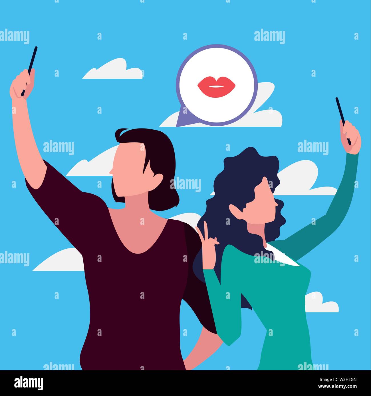 man and woman characters using smartphone vector illustration Stock ...