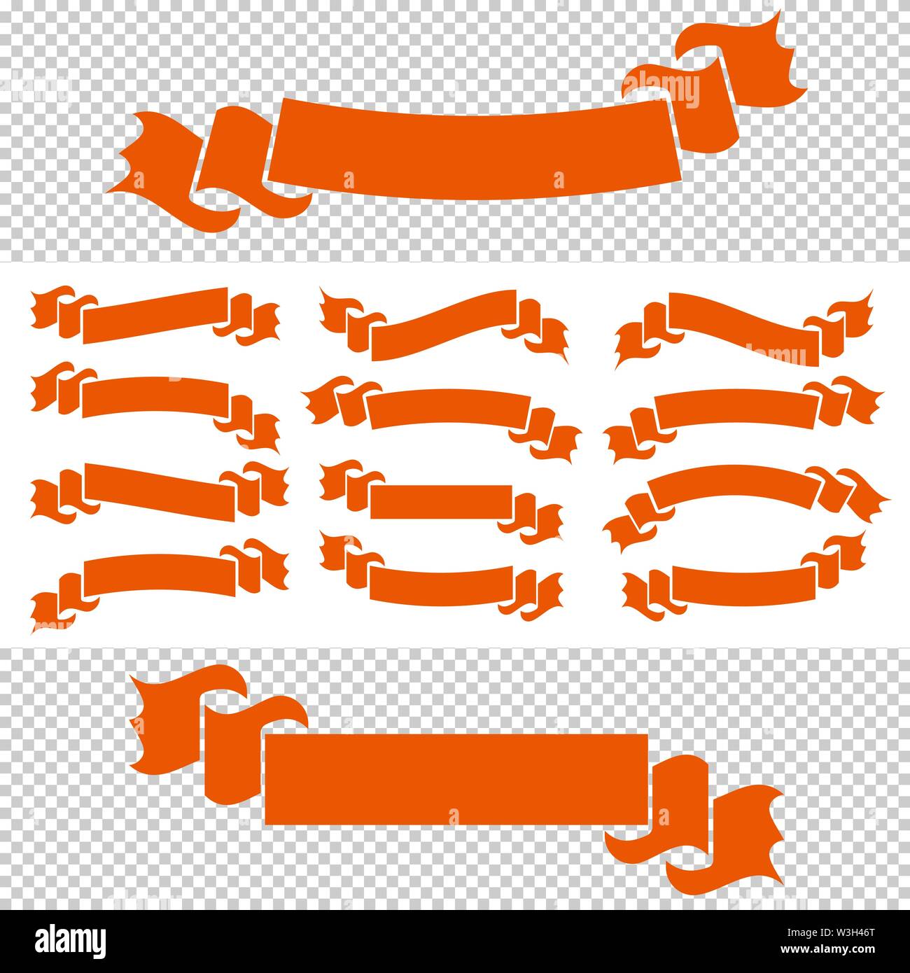 Set of red isolated banner ribbons on white and transparent background ...