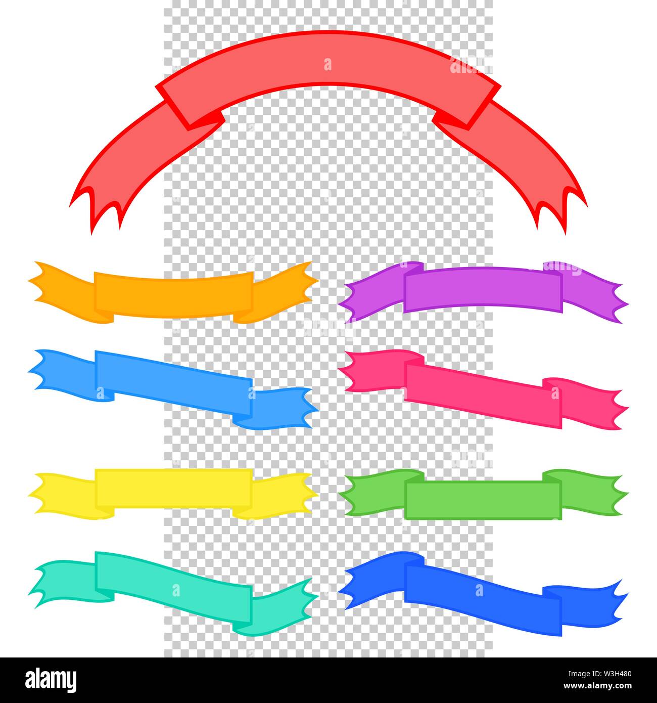 Set of colored isolated banner ribbons on a transparent background ...