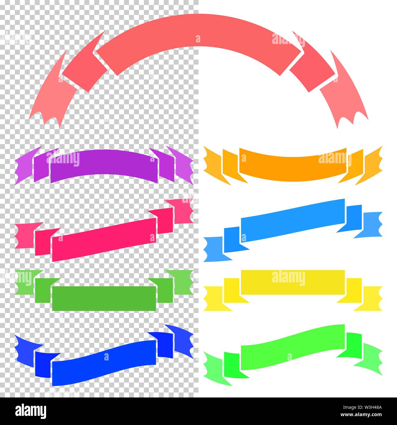 Set Of Colored Isolated Banner Ribbons On White And Transparent