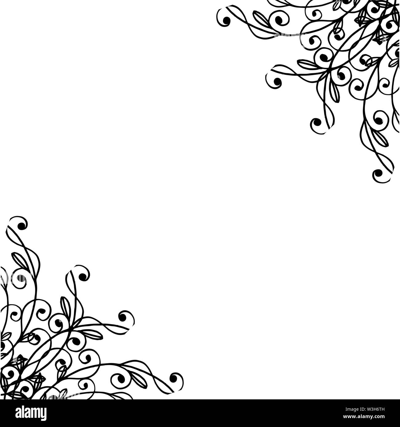 Black and white elegant leaves and flowers, various pattern card ...
