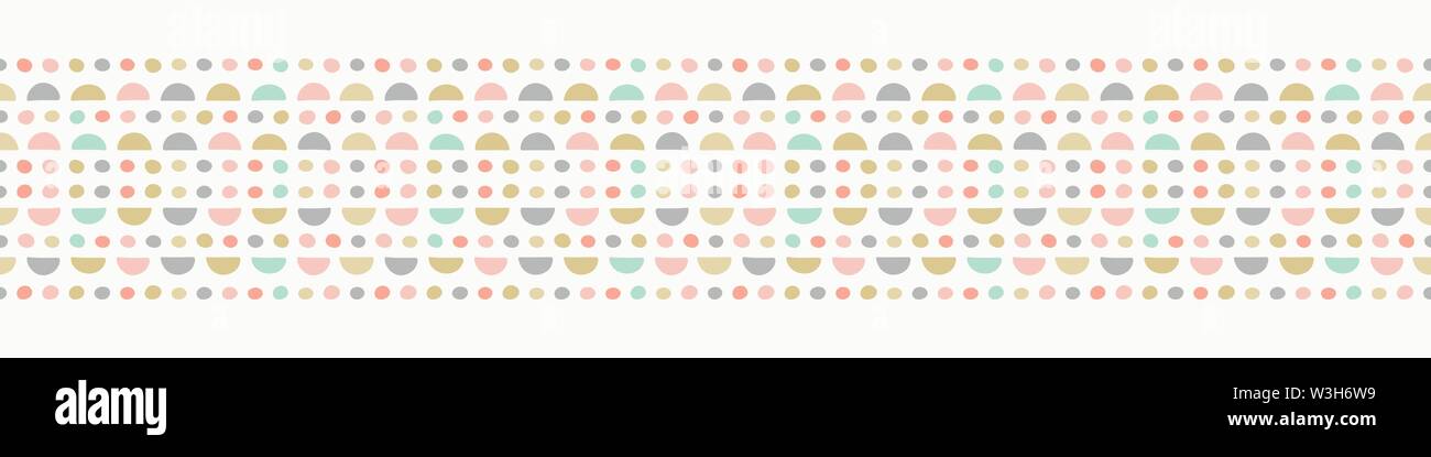 Border repeat pattern of hand drawn semi circles and spots. Vector ...