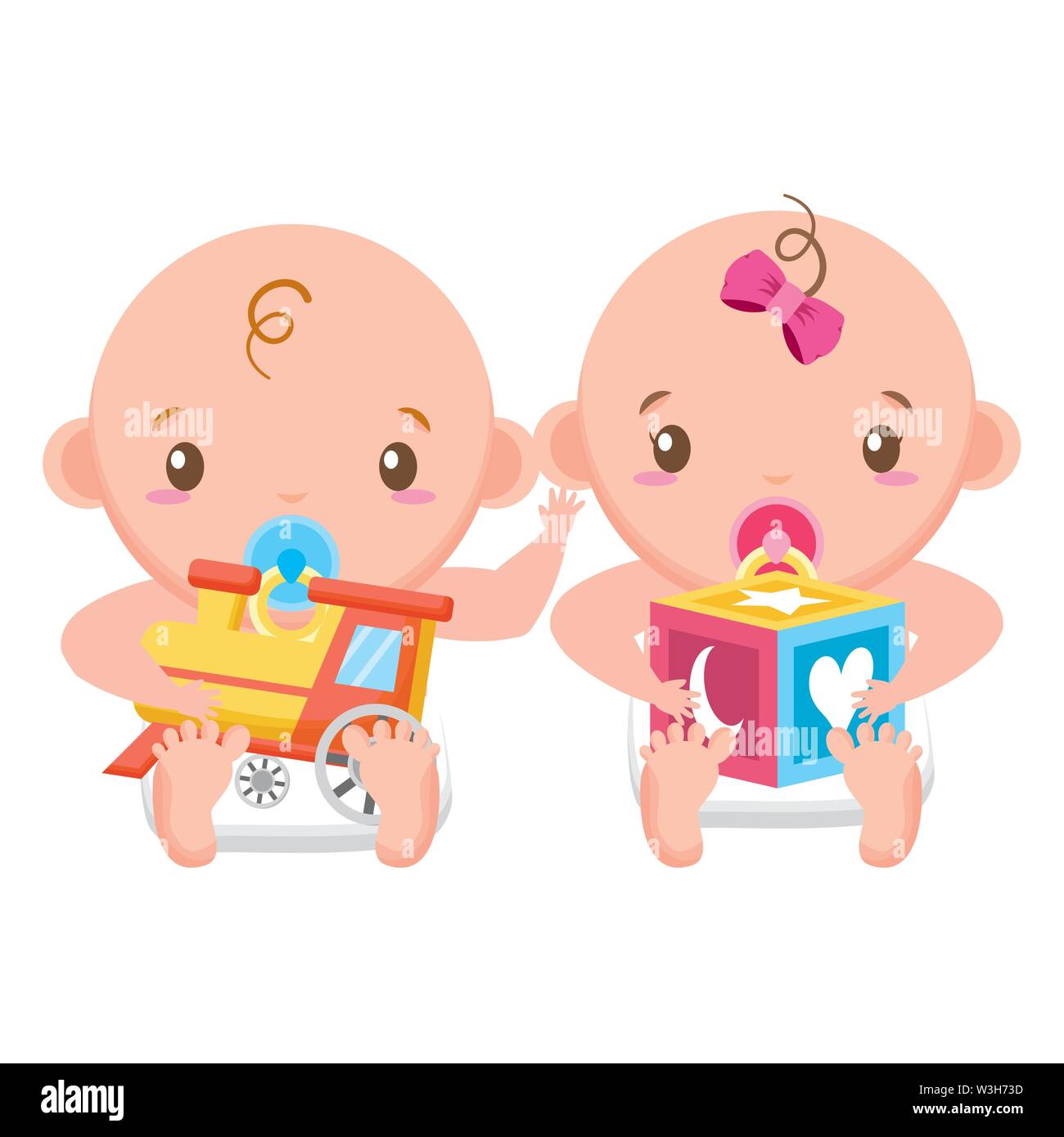 babies boy and girl baby shower Stock Vector Image & Art - Alamy