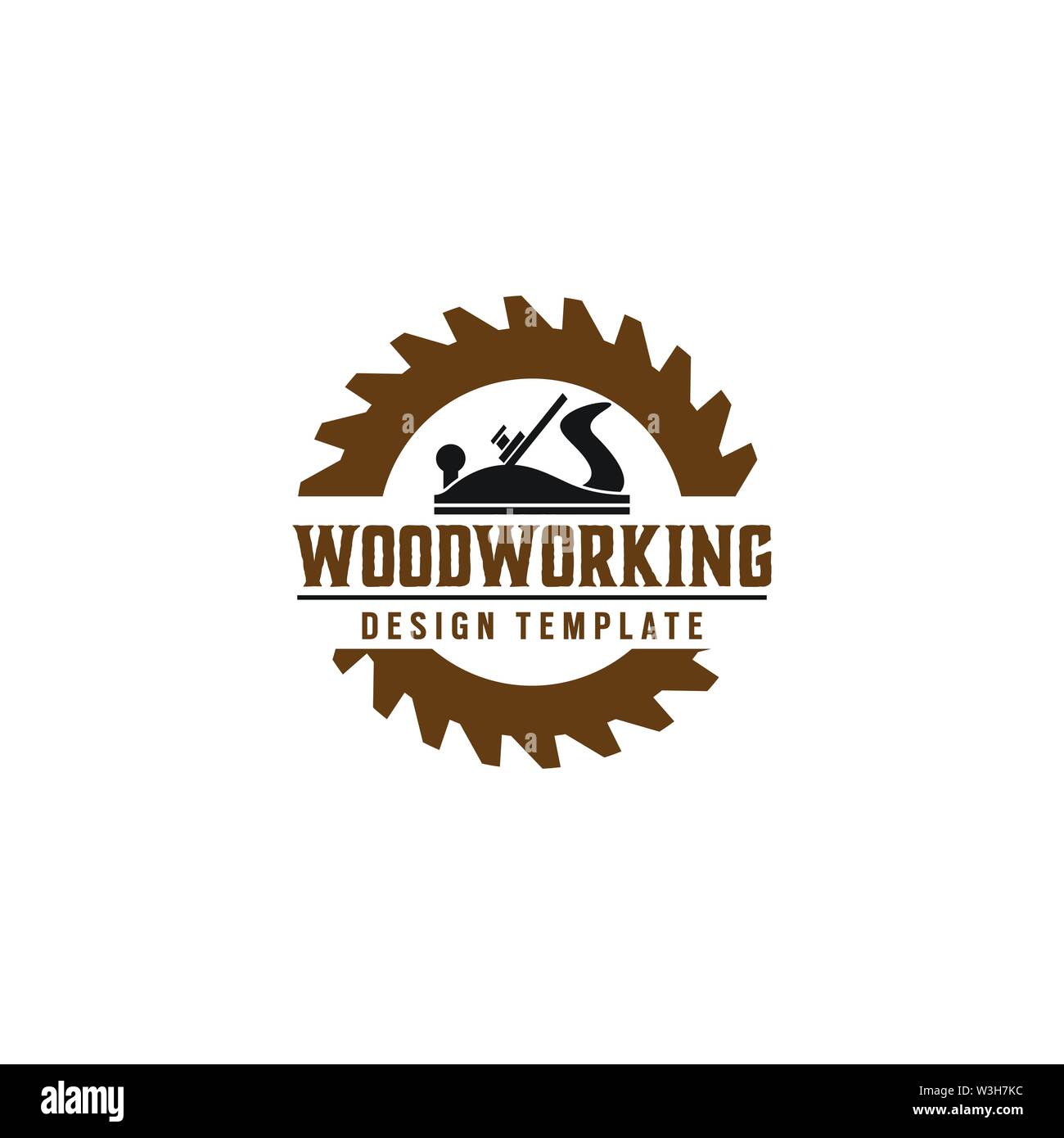 Woodworking gear logo design template vector element isolated Stock