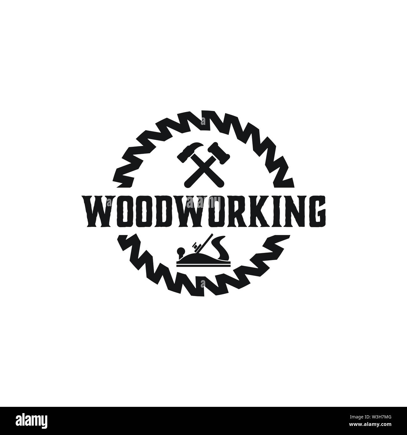 Woodworking gear logo design template vector element isolated Stock Vector