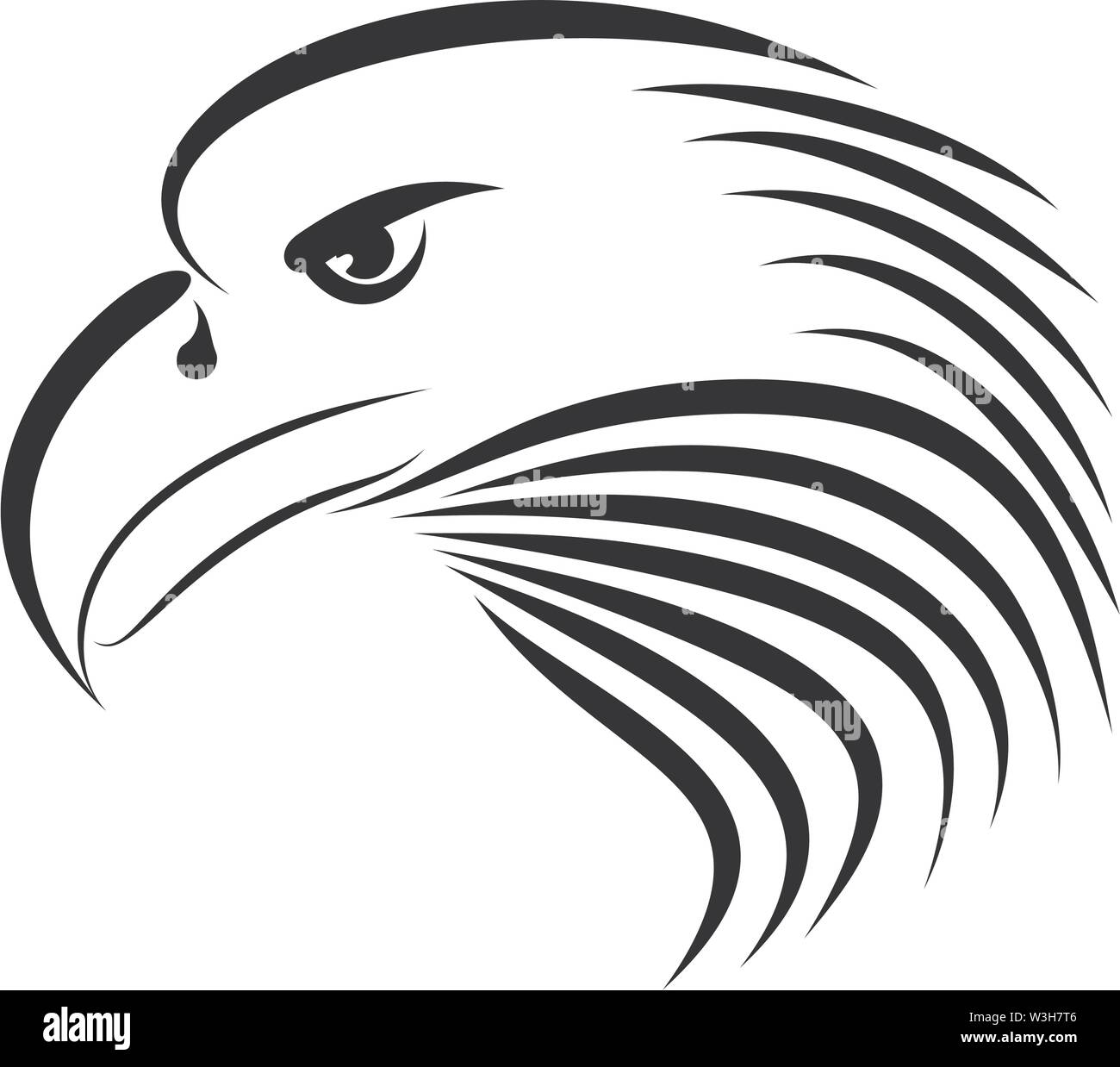 Linear drawing eagle genre minimalism Stock Vector