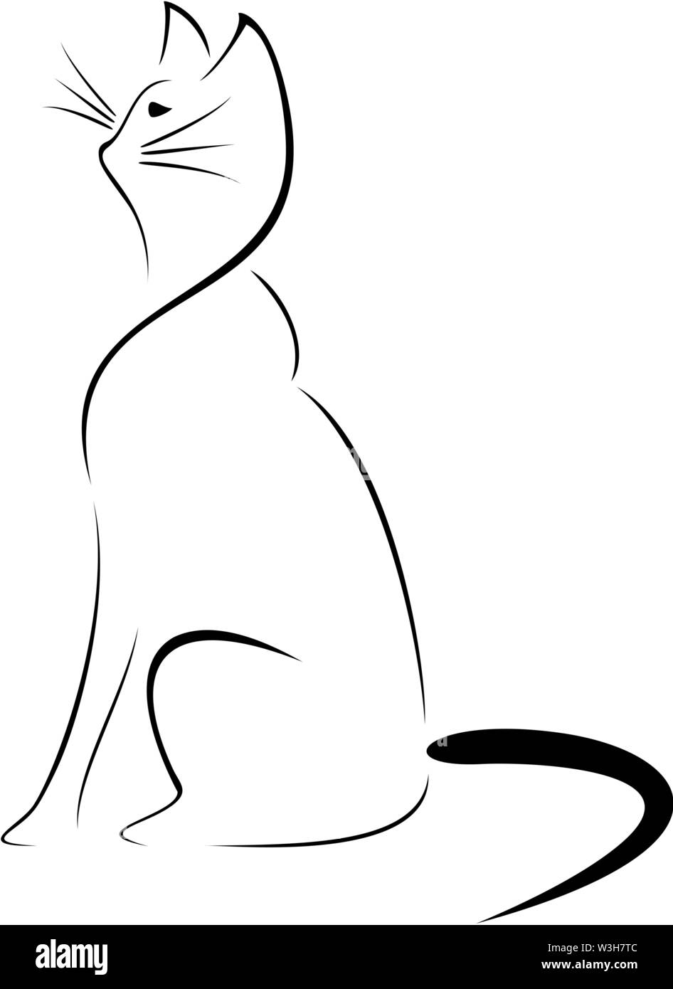 Linear figure cat genre minimalism Stock Vector