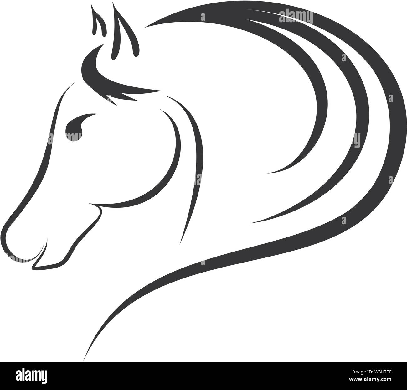 Linear drawing horse genre minimalism Stock Vector